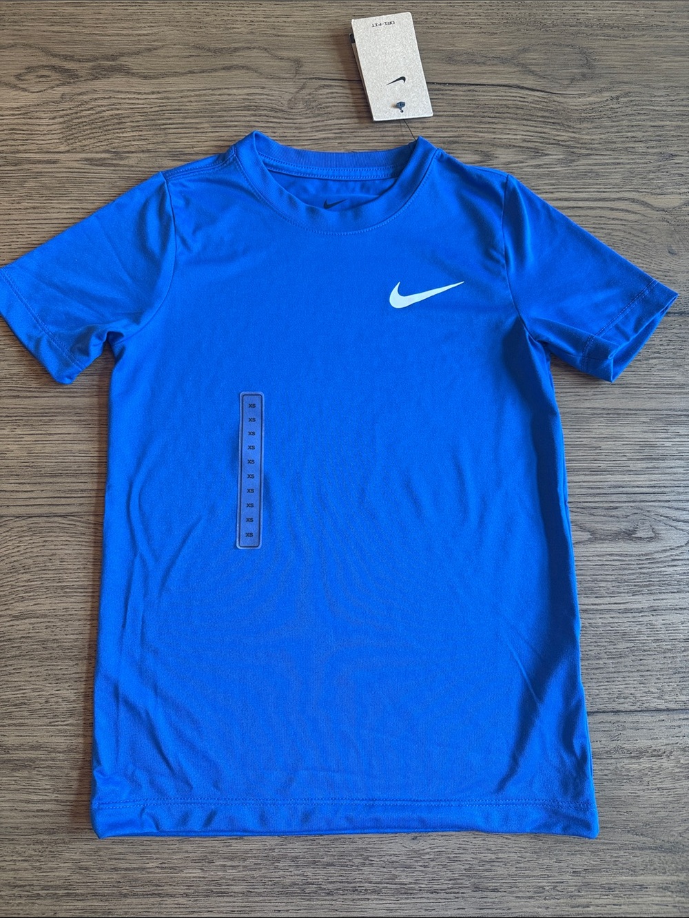 NWT Nike Royal Blue Youth Dri-FIT Short Sleeve Tee with White Swoosh